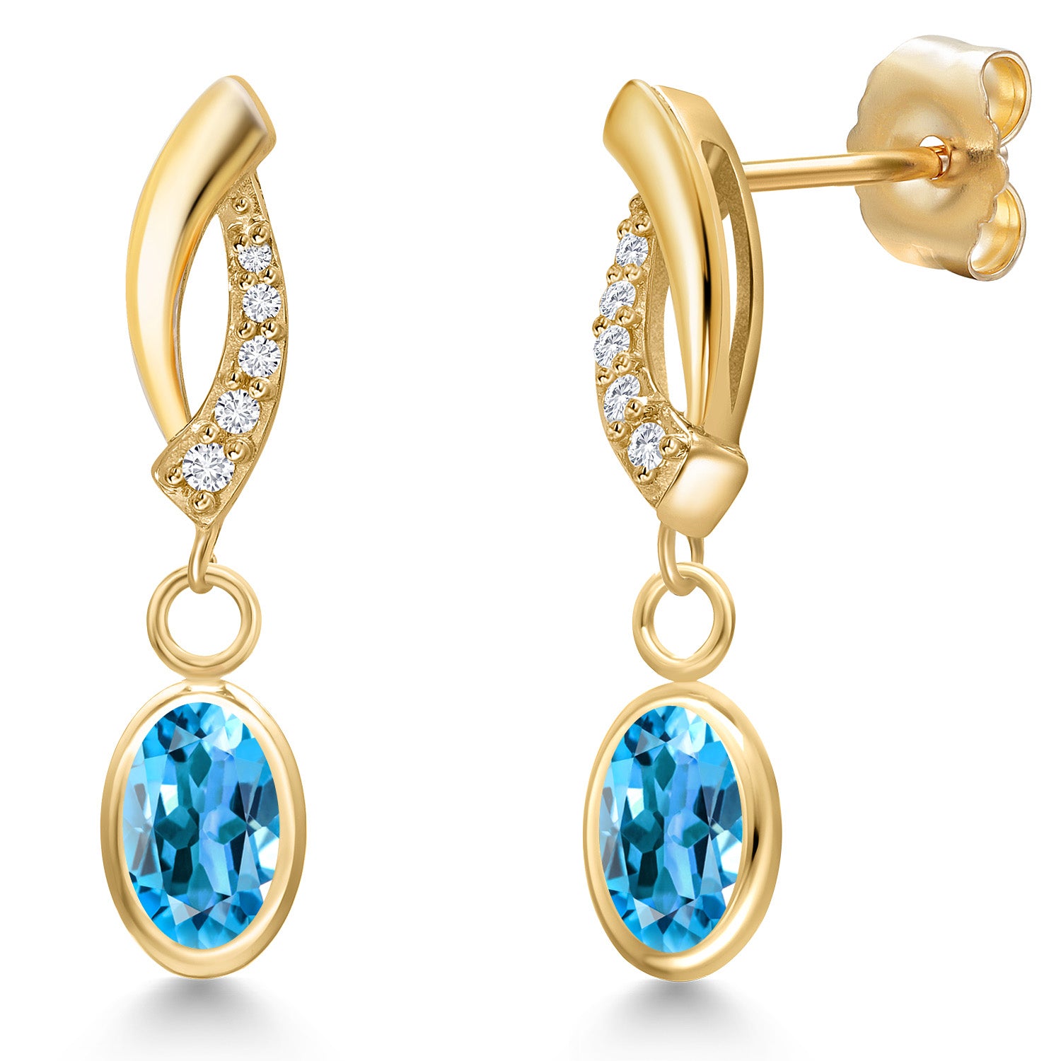 Swiss Blue Topaz - November_Earrings in 14K Yellow Gold