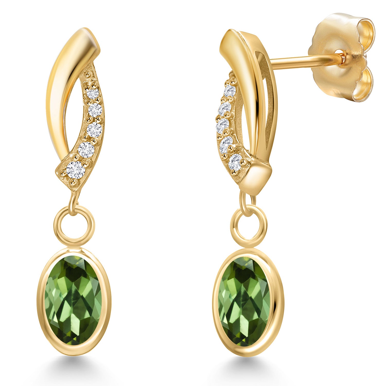 Green Tourmaline - October_Earrings in 14K Yellow Gold