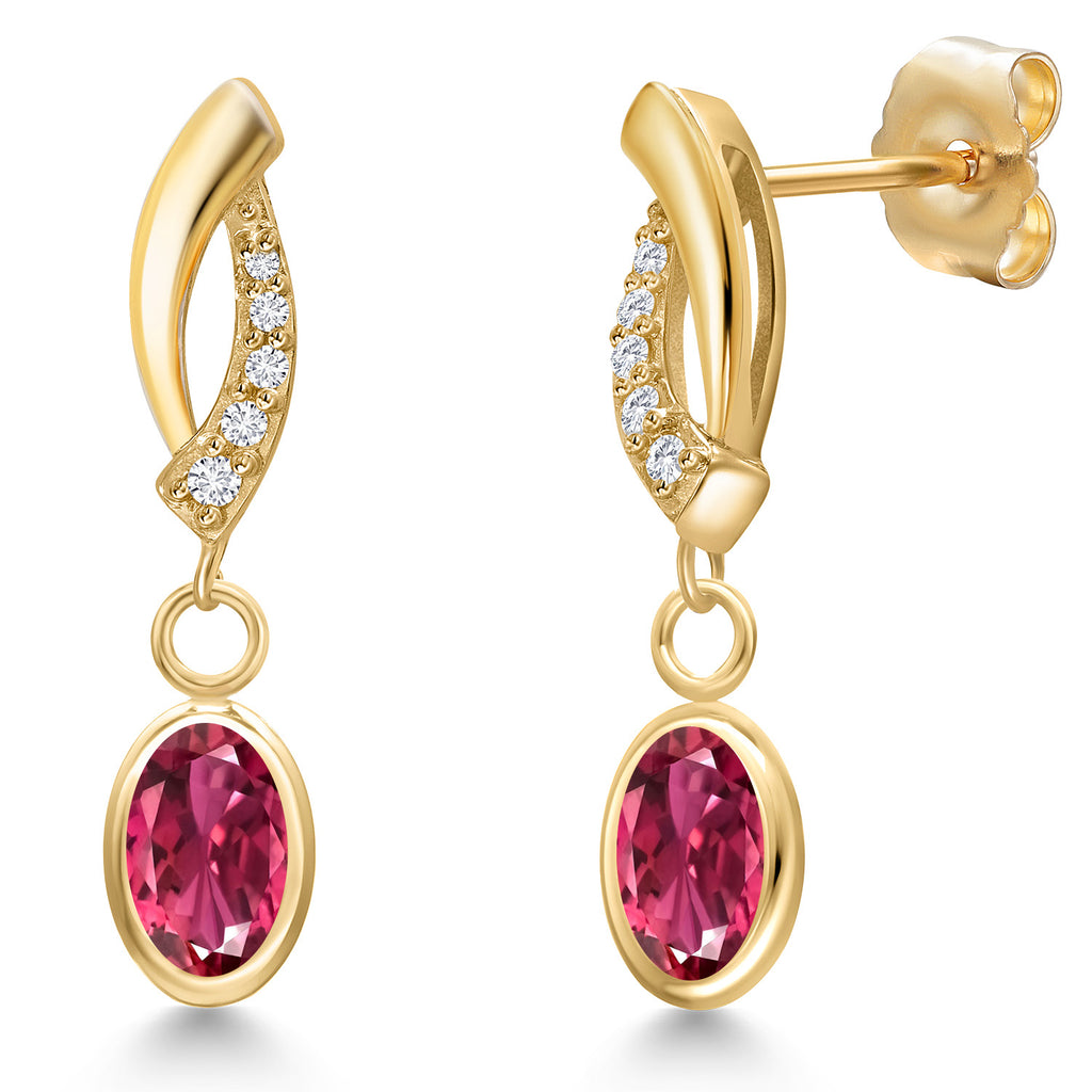 Pink Tourmaline - October_Earrings in 14K Yellow Gold
