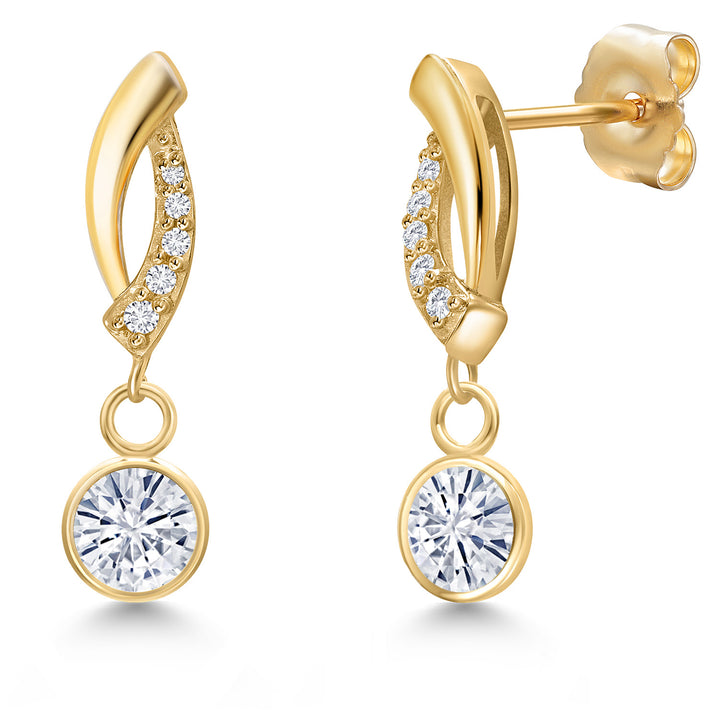 White Moissanite - April_Earrings in 14K Yellow Gold
