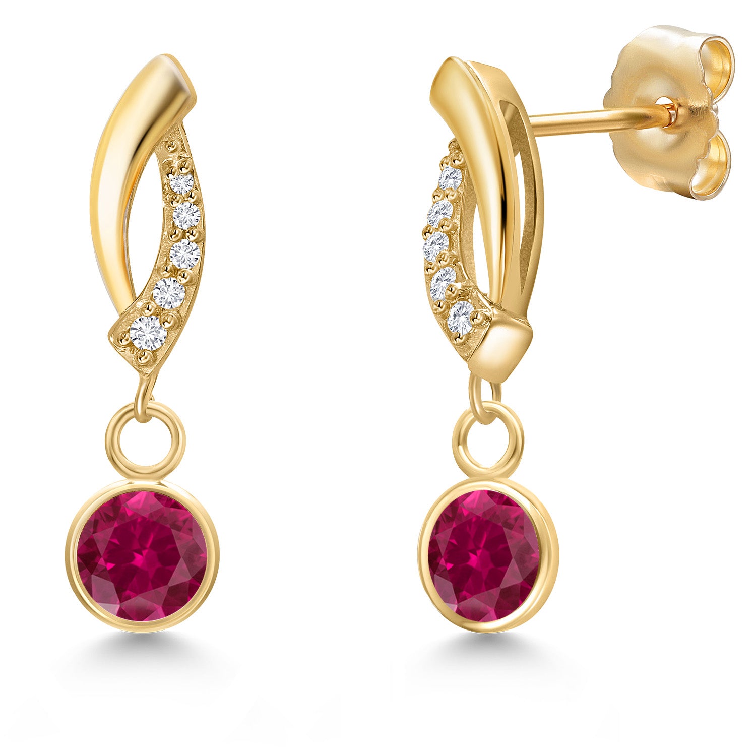 Created Ruby - July_Earrings in 14K Yellow Gold