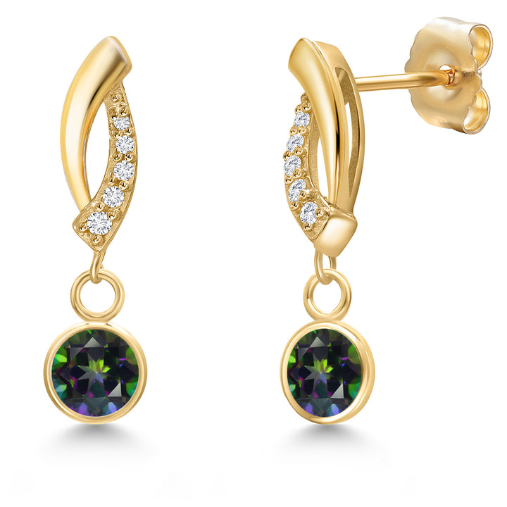 Green Mystic Topaz_Earrings in 14K Yellow Gold