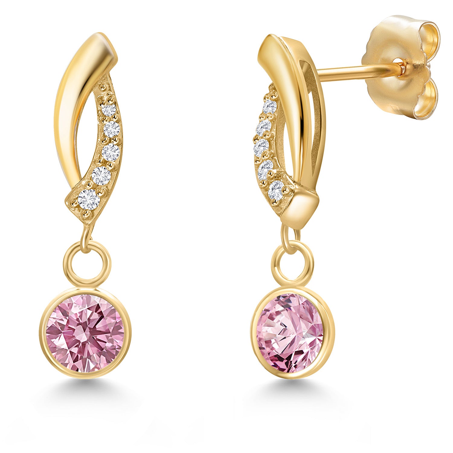 Pink Lab Grown Diamond - April_Earrings in 14K Yellow Gold