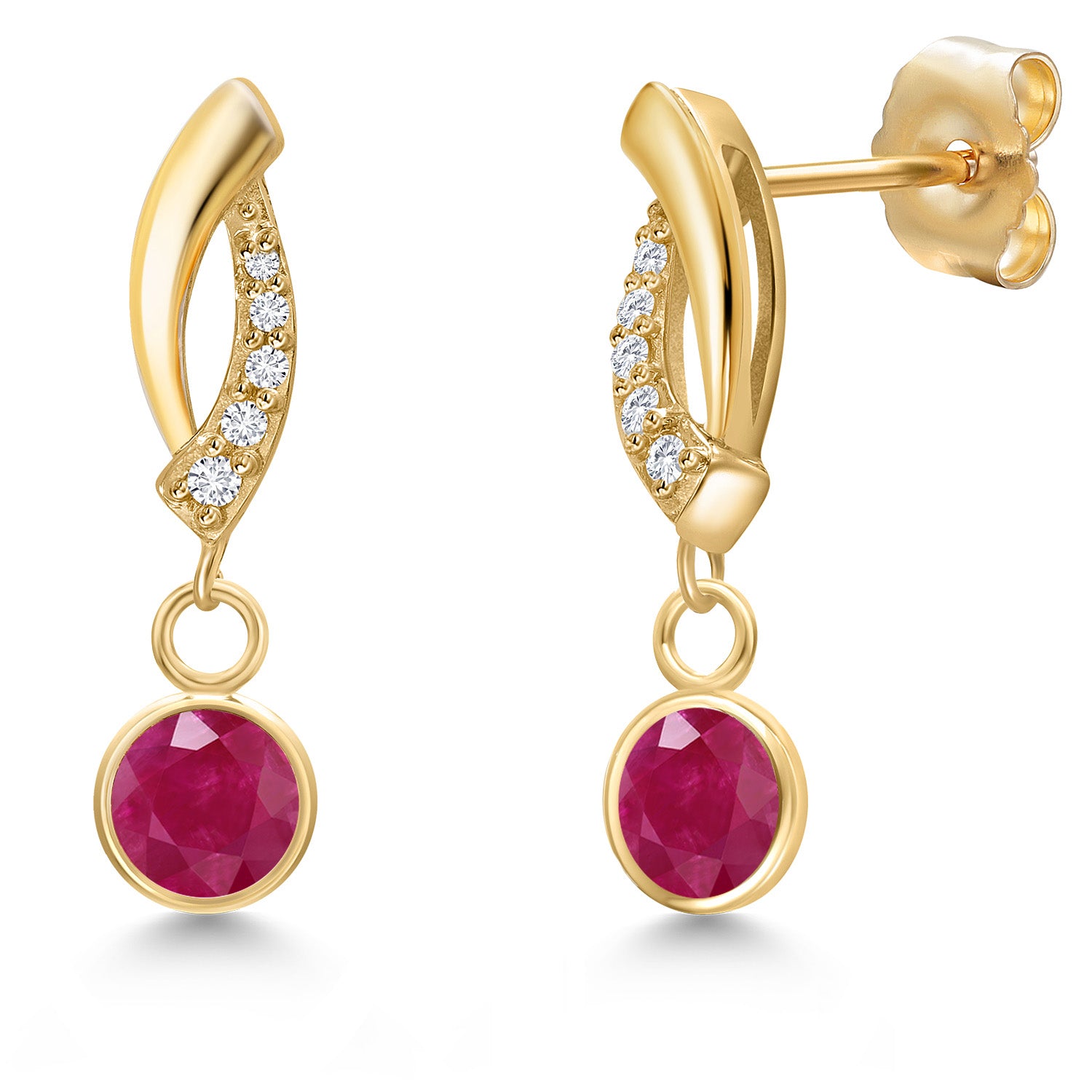 Ruby - July_Earrings in 14K Yellow Gold