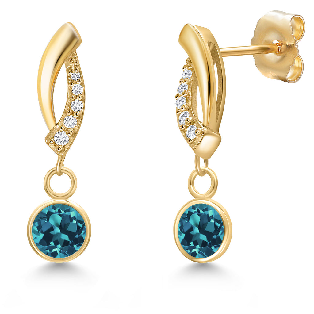 London Blue Topaz - November_Earrings in 14K Yellow Gold