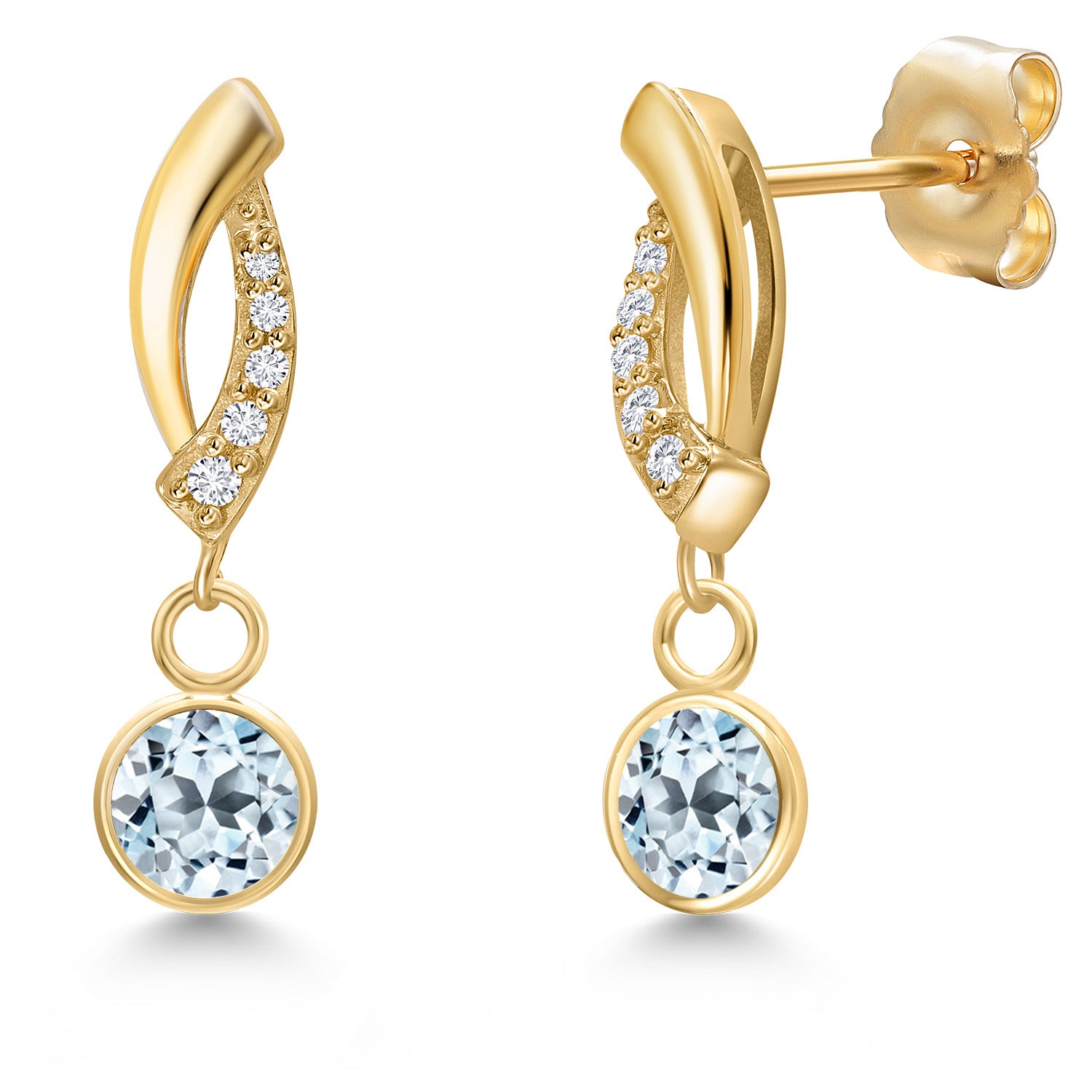 Sky Blue Topaz - November_Earrings in 14K Yellow Gold
