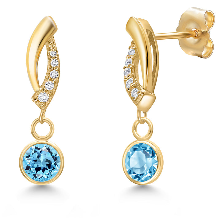 Swiss Blue Topaz - November_Earrings in 14K Yellow Gold