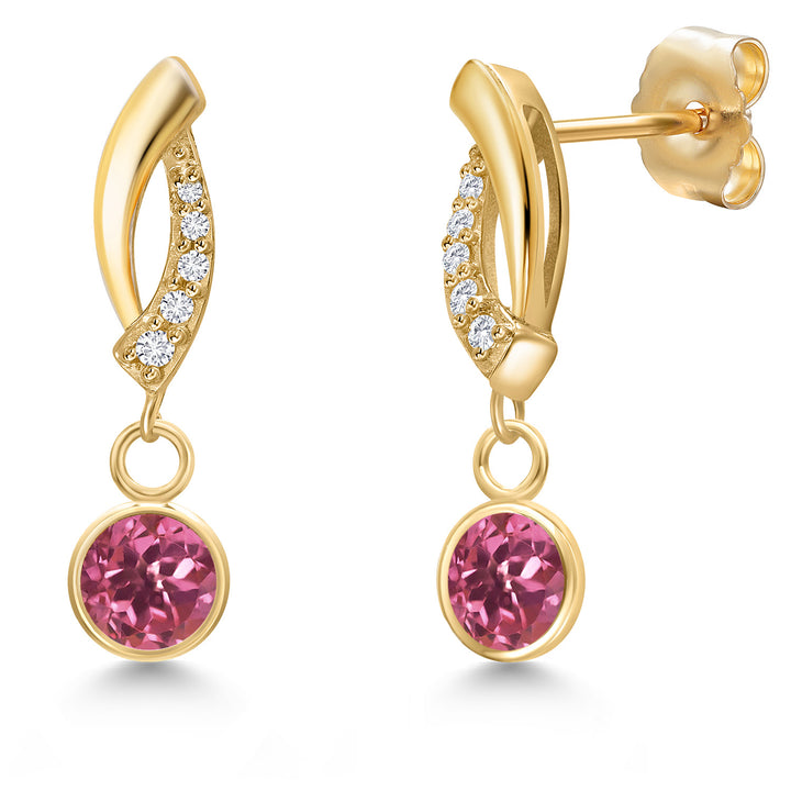 Pink Tourmaline - October_Earrings in 14K Yellow Gold
