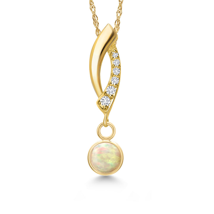 Ethiopian Opal-Cabochon - October_Pendant in 14K Yellow Gold