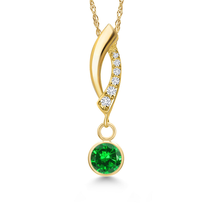 Created Emerald - May_Pendant in 14K Yellow Gold