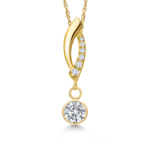 White Lab Grown Diamond - April_Pendant in 14K Yellow Gold