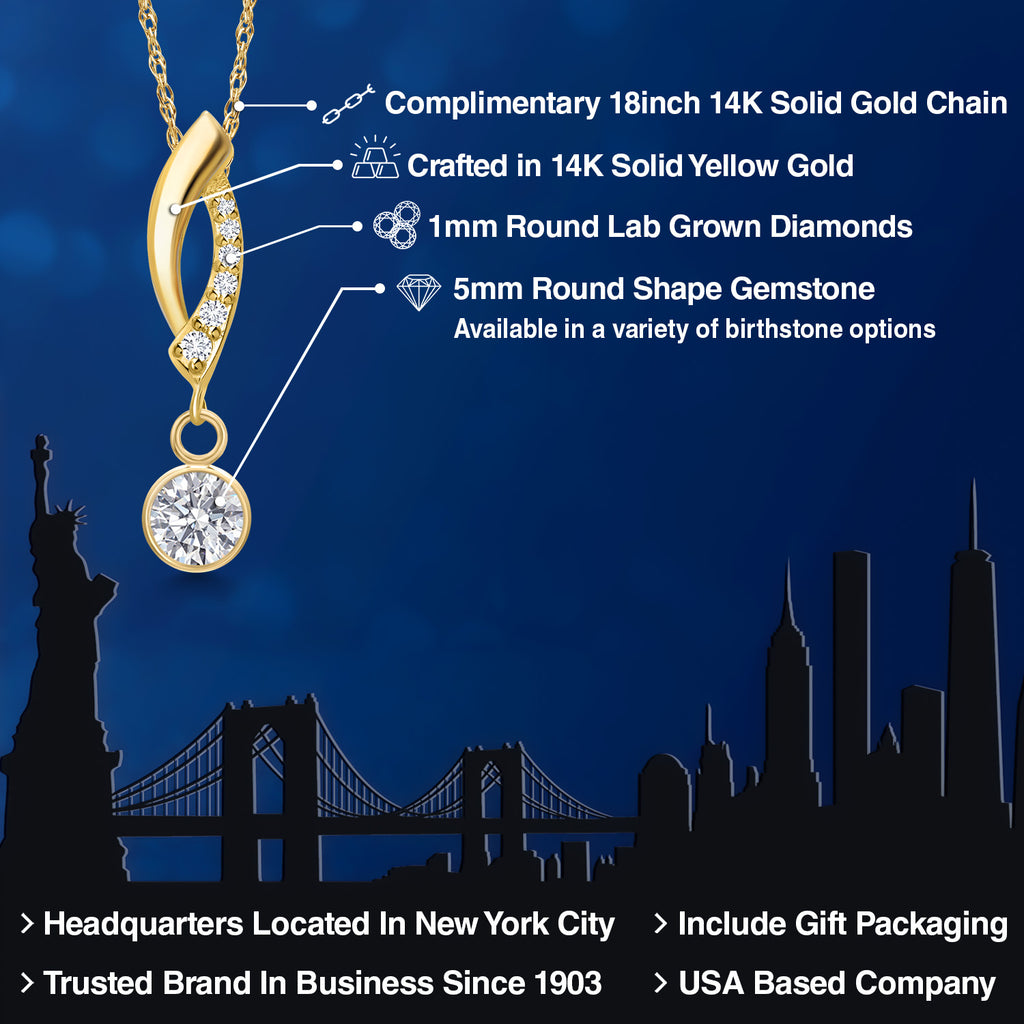White Lab Grown Diamond - April_Pendant in 14K Yellow Gold