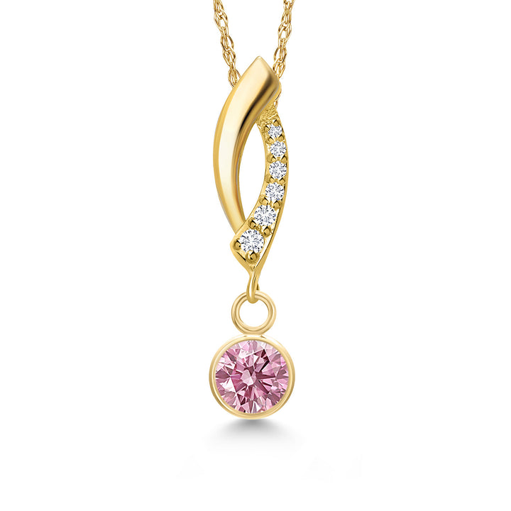 Pink Lab Grown Diamond - April_Pendant in 14K Yellow Gold