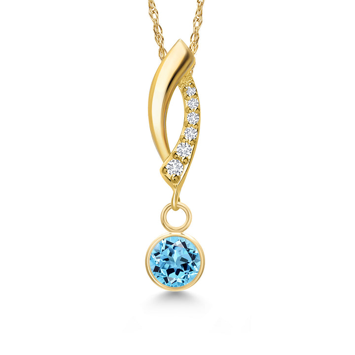 Swiss Blue Topaz - November_Pendant in 14K Yellow Gold