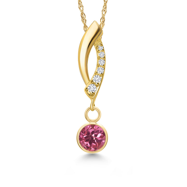 Pink Tourmaline - October_Pendant in 14K Yellow Gold