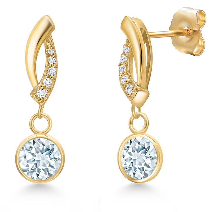 Aquamarine - March_Earrings in 14K Yellow Gold