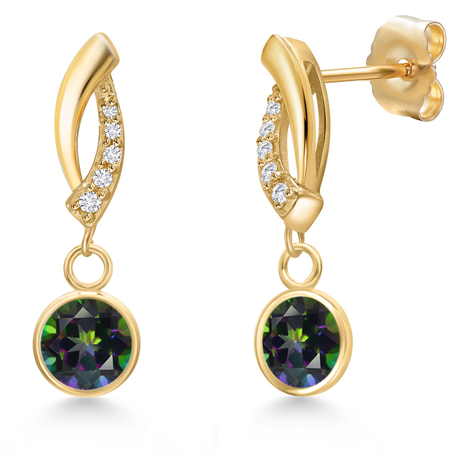 Green Mystic Topaz_Earrings in 14K Yellow Gold