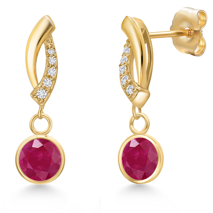 Ruby - July_Earrings in 14K Yellow Gold