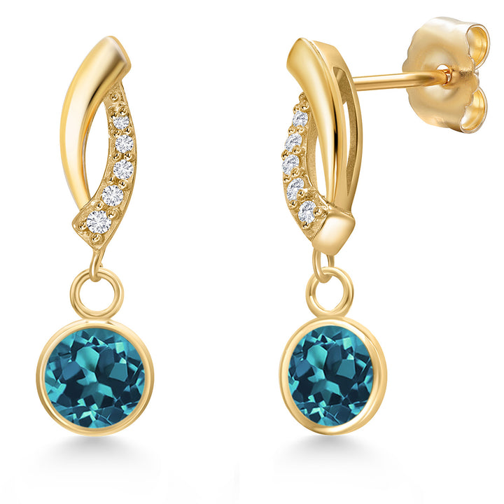 London Blue Topaz - November_Earrings in 14K Yellow Gold