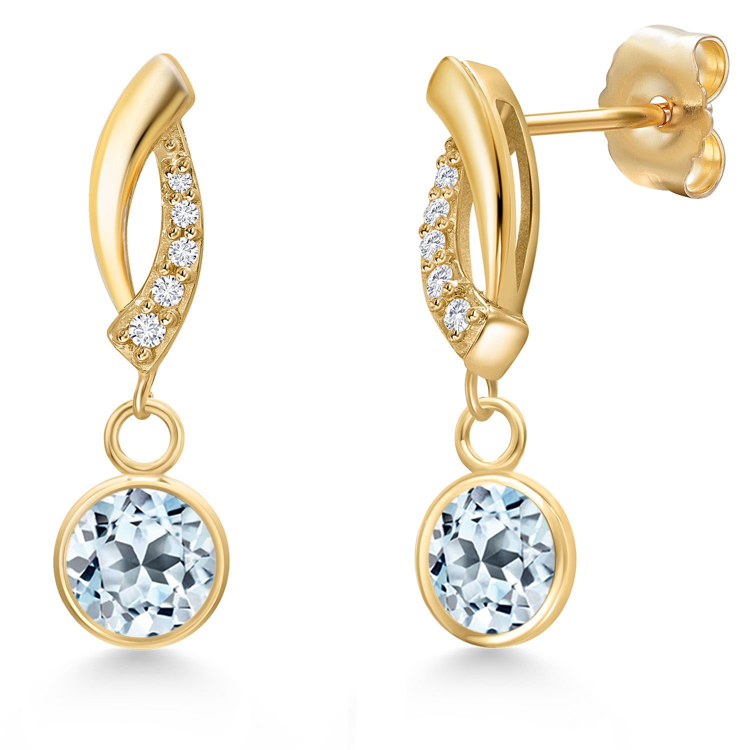 Sky Blue Topaz - November_Earrings in 14K Yellow Gold