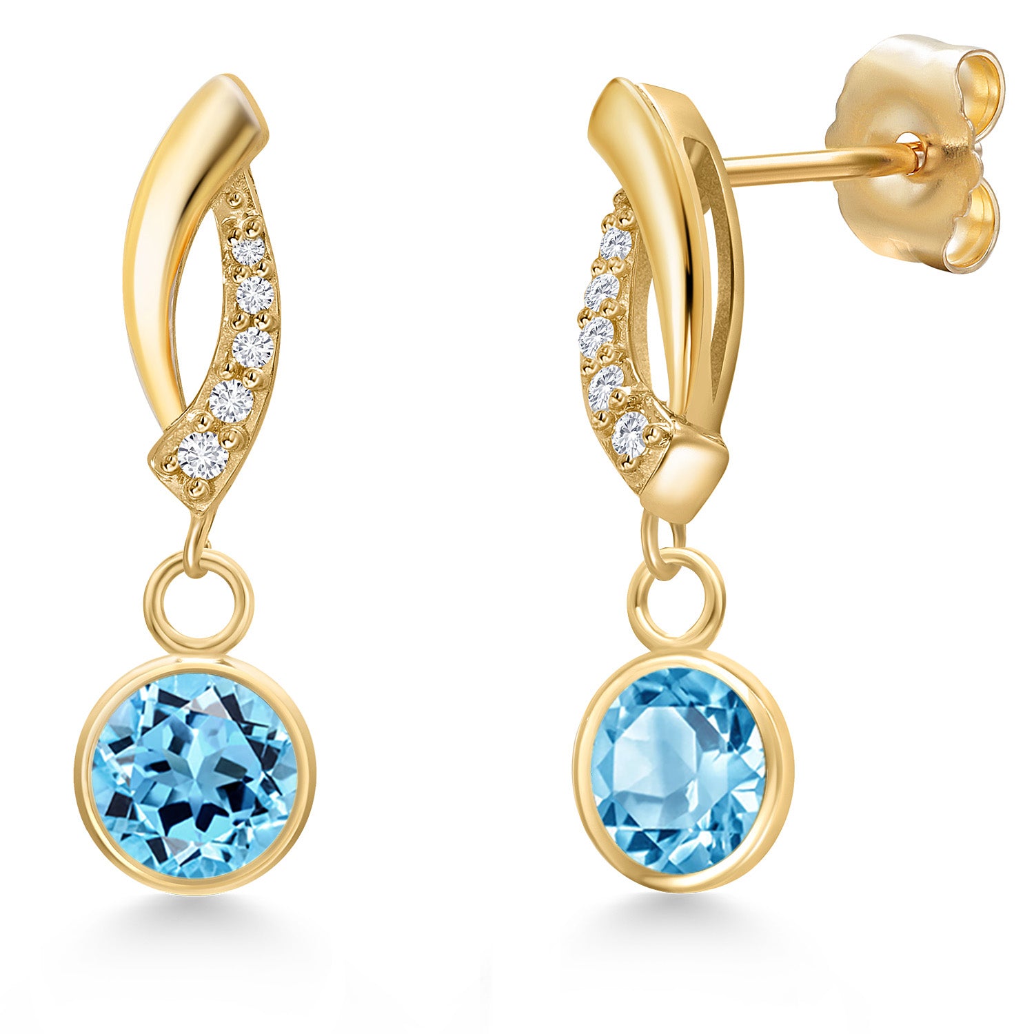 Swiss Blue Topaz - November_Earrings in 14K Yellow Gold