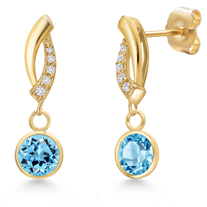 Swiss Blue Topaz - November_Earrings in 14K Yellow Gold
