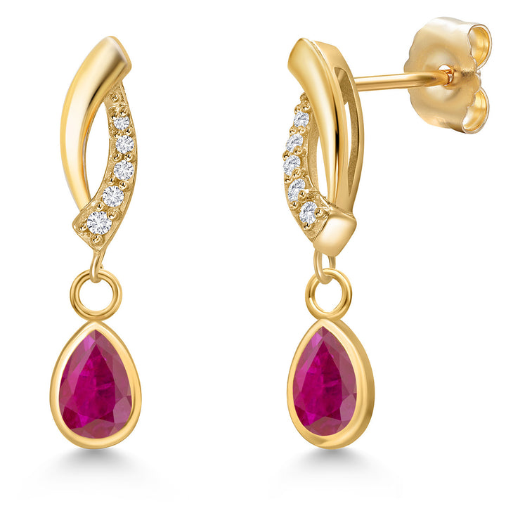 Red African Ruby_Earrings in 14K Yellow Gold