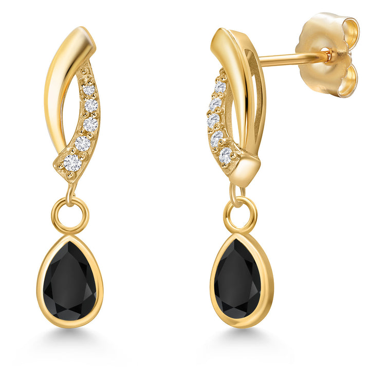 Onyx - December_Earrings in 14K Yellow Gold