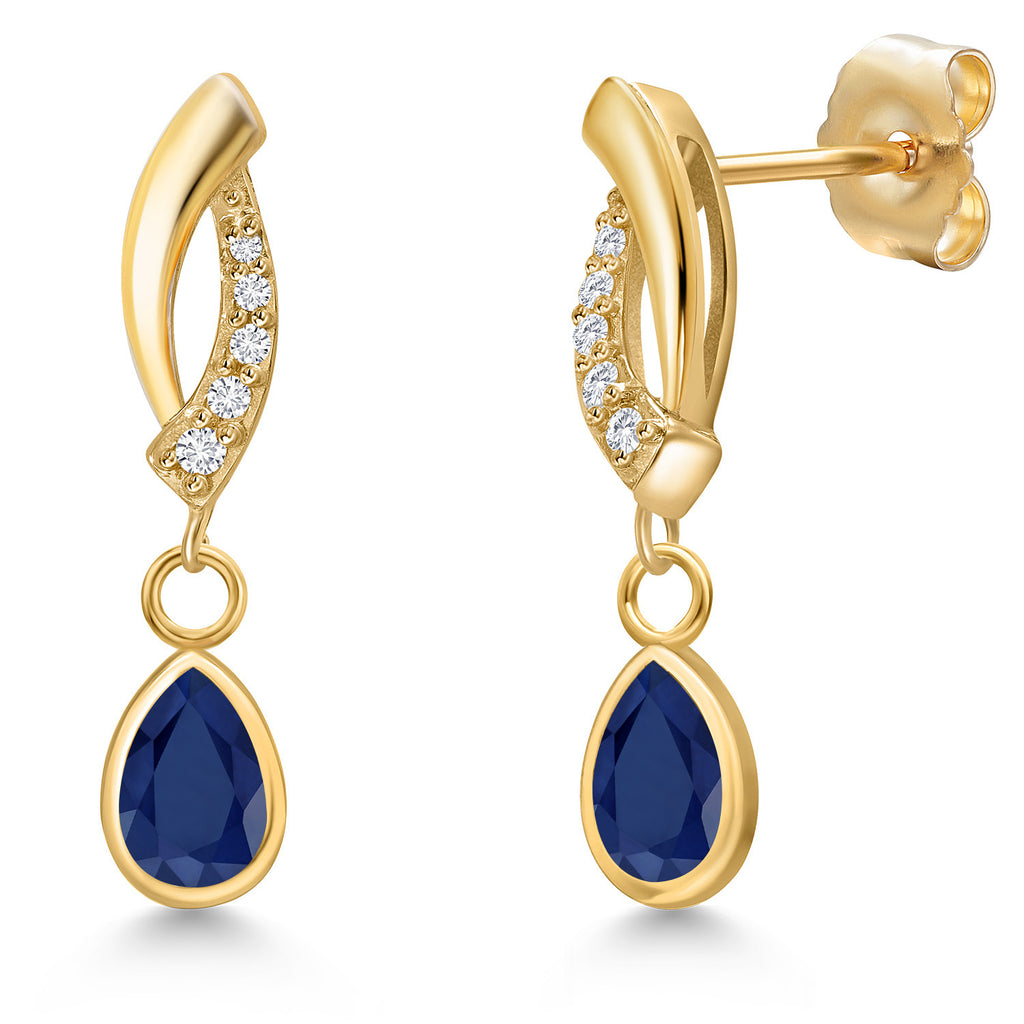 Blue Sapphire - September_Earrings in 14K Yellow Gold