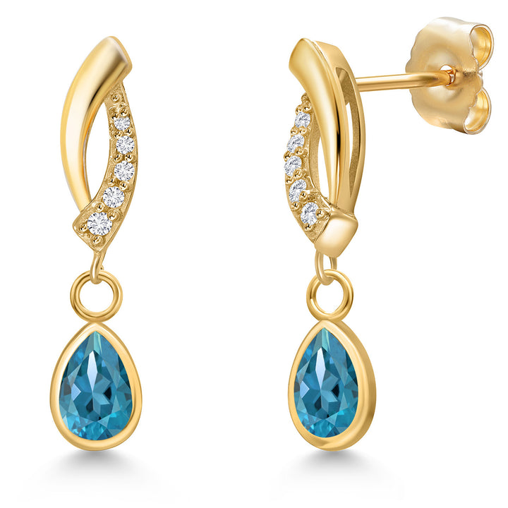 London Blue Topaz - November_Earrings in 14K Yellow Gold
