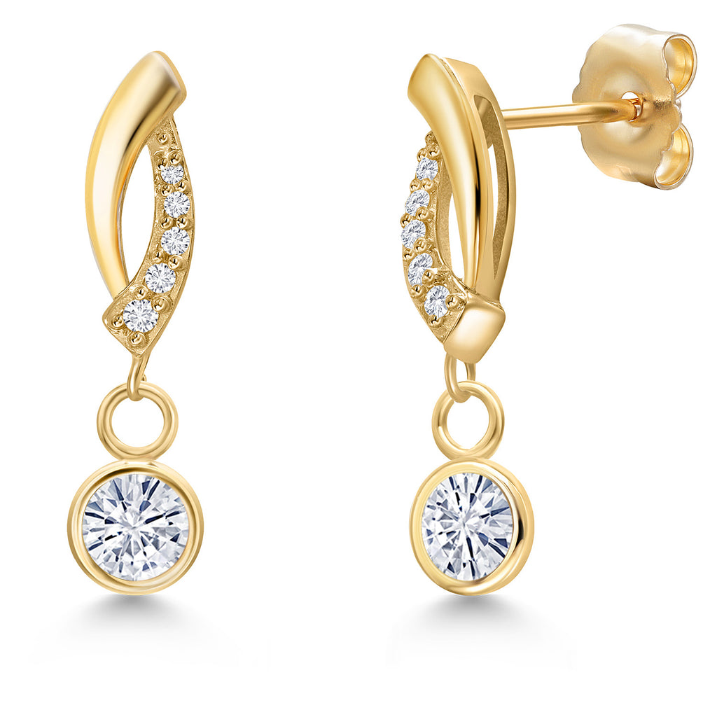 White Moissanite - April_Earrings in 14K Yellow Gold