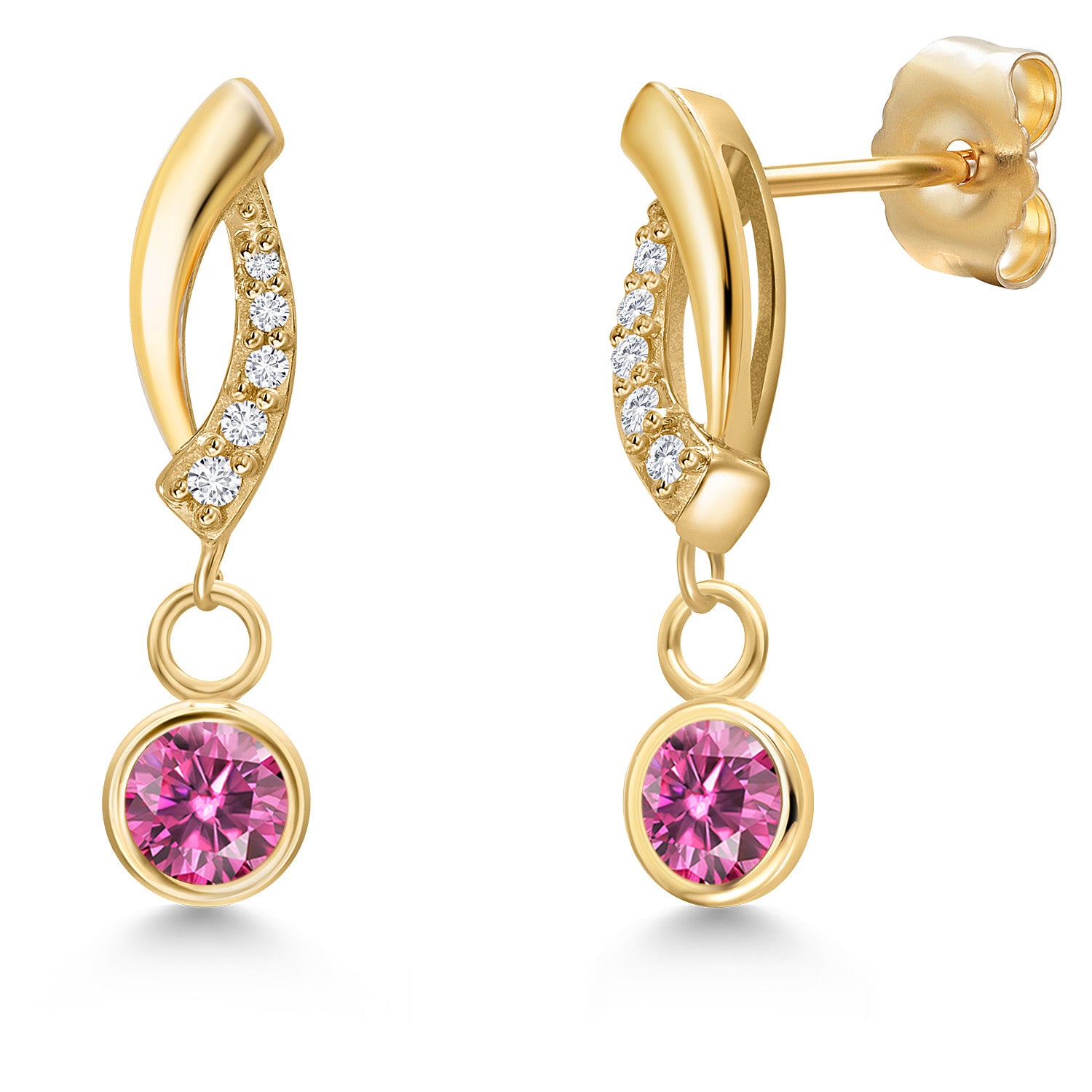 Pink Moissanite - April_Earrings in 14K Yellow Gold