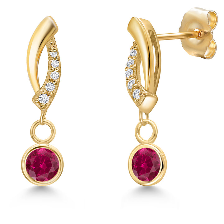 Created Ruby - July_Earrings in 14K Yellow Gold