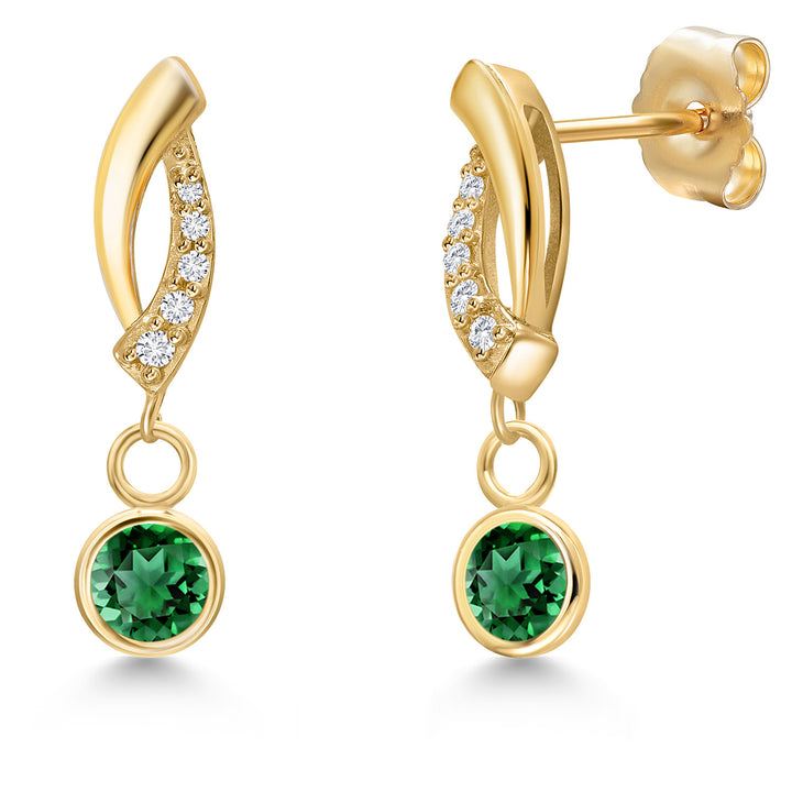 Nano Emerald - May_Earrings in 14K Yellow Gold