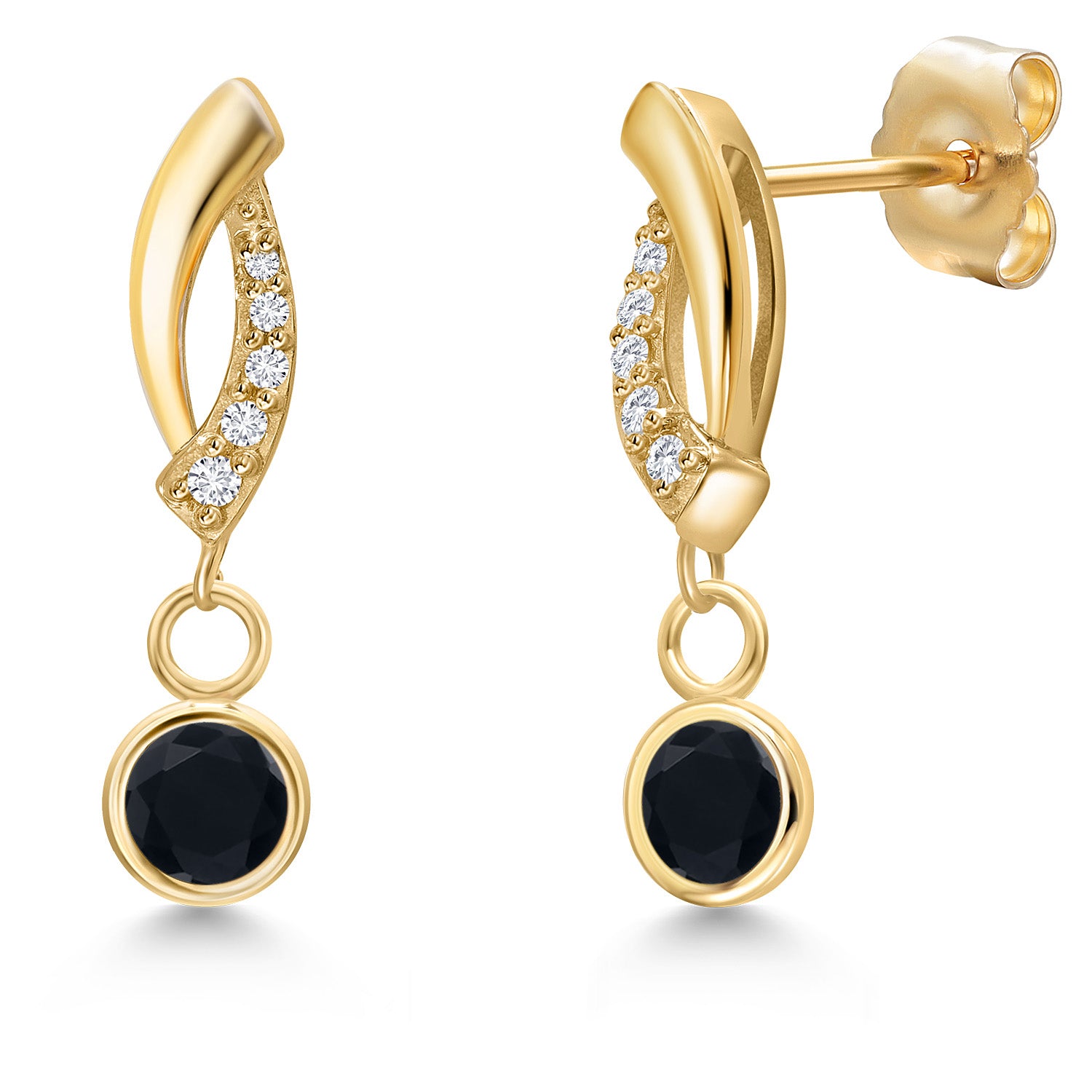 Onyx - December_Earrings in 14K Yellow Gold