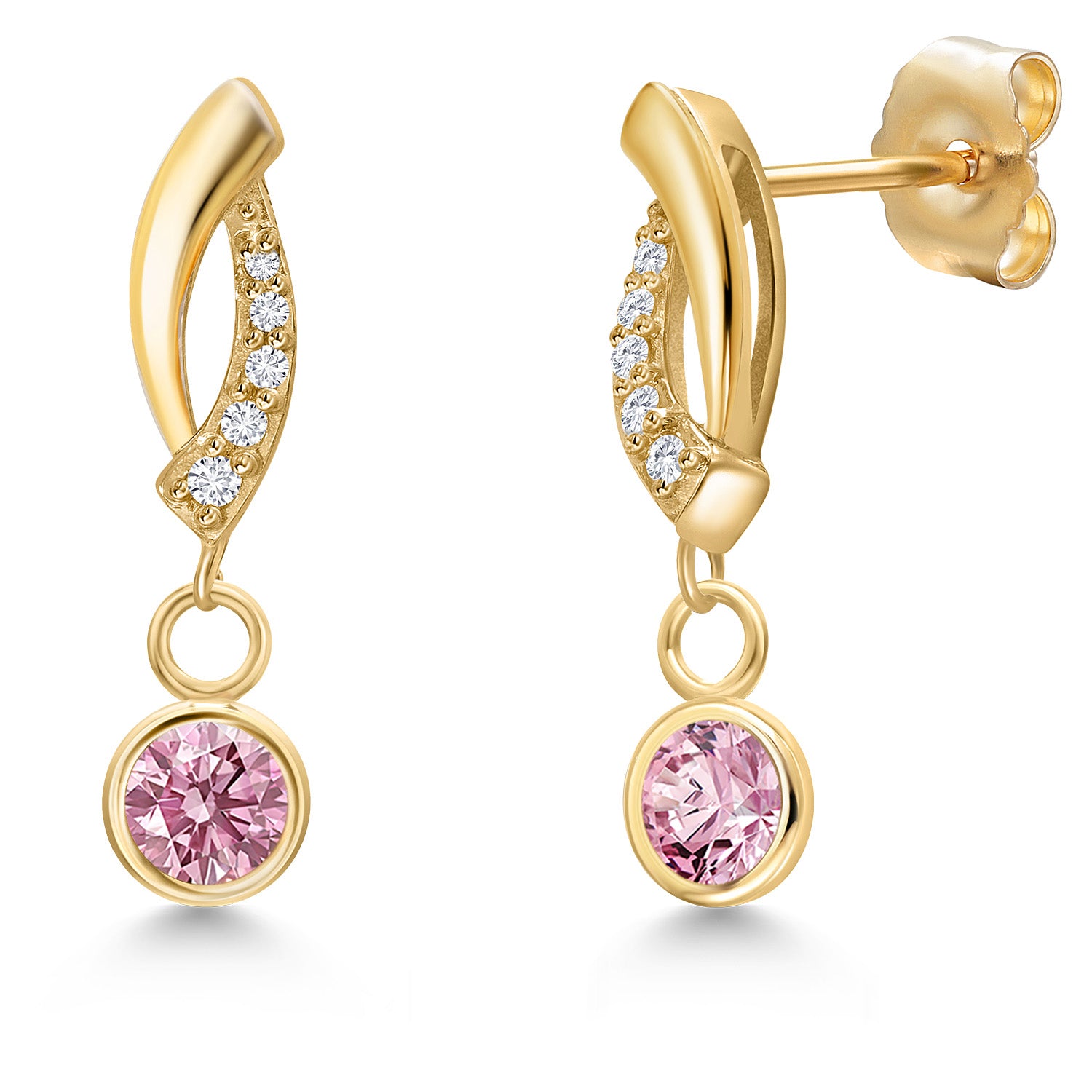 Pink Lab Grown Diamond - April_Earrings in 14K Yellow Gold