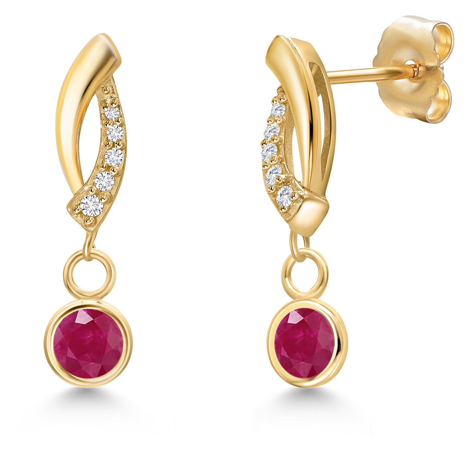 Ruby - July_Earrings in 14K Yellow Gold