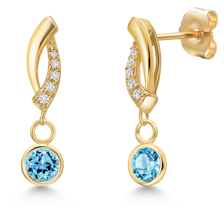 Swiss Blue Topaz - November_Earrings in 14K Yellow Gold