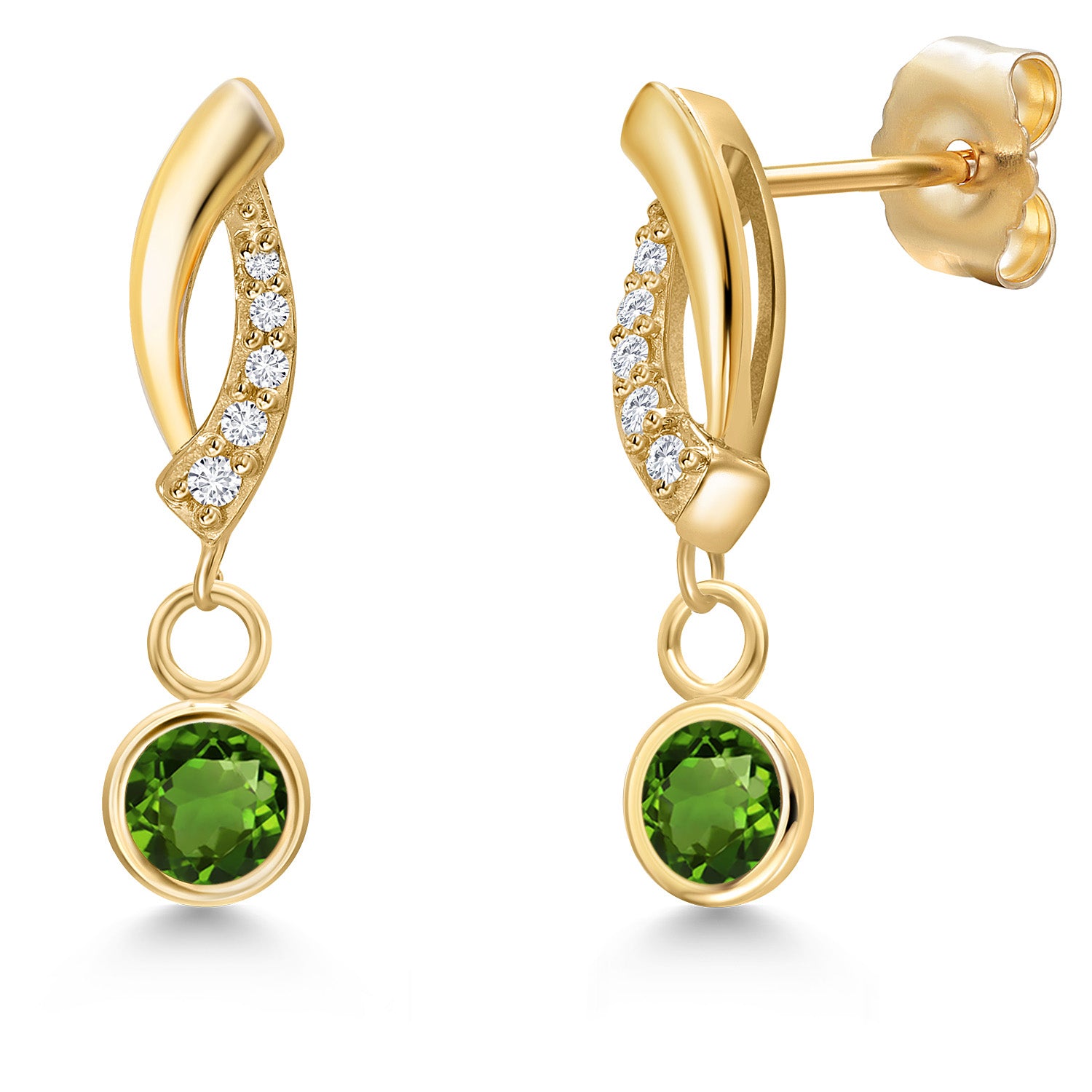 Green Tourmaline - October_Earrings in 14K Yellow Gold