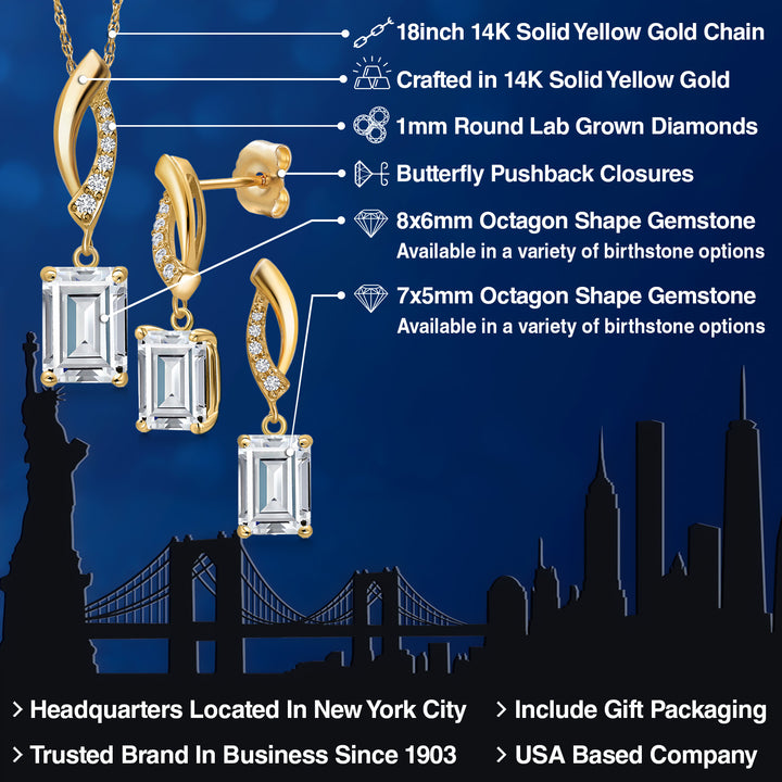 Pendant Earrings Set in 14K Yellow Gold