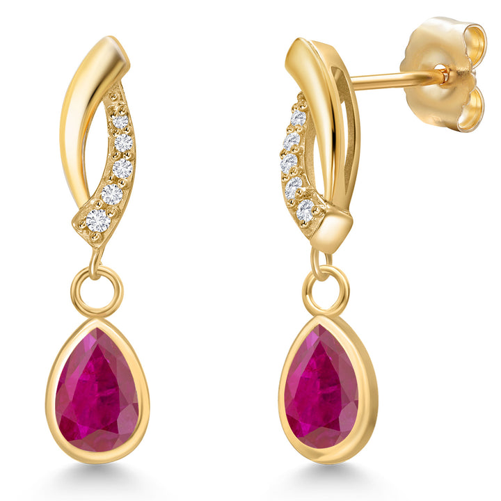 Red African Ruby_Earrings in 14K Yellow Gold