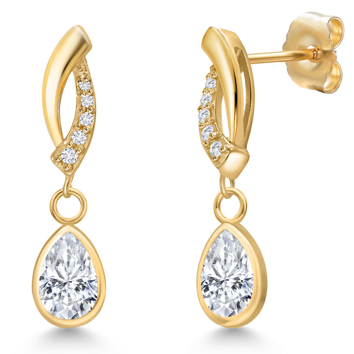 White Moissanite - April_Earrings in 14K Yellow Gold