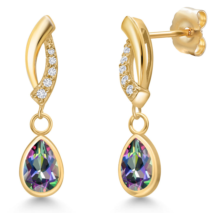 Green Mystic Topaz_Earrings in 14K Yellow Gold