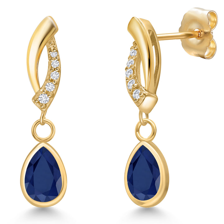 Blue Sapphire - September_Earrings in 14K Yellow Gold