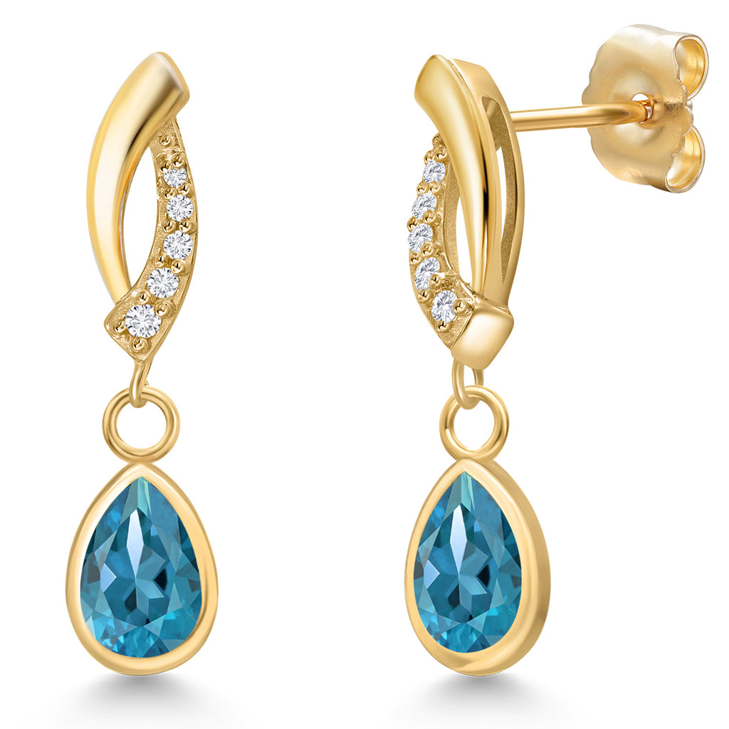 London Blue Topaz - November_Earrings in 14K Yellow Gold