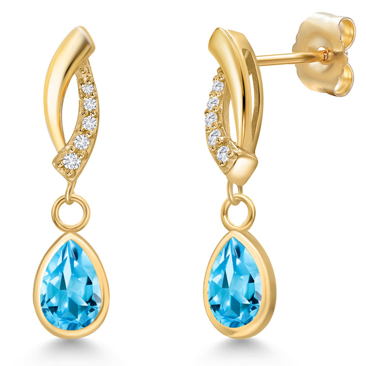 Swiss Blue Topaz - November_Earrings in 14K Yellow Gold