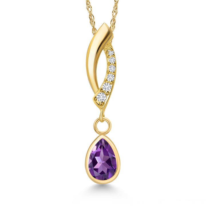 Amethyst - February_Pendant in 14K Yellow Gold