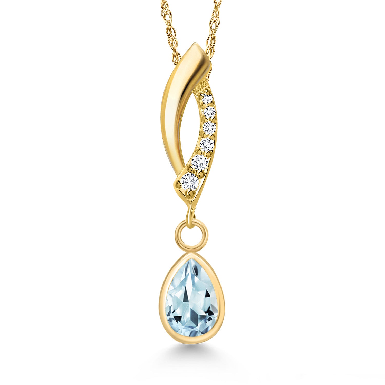 Aquamarine - March_Pendant in 14K Yellow Gold