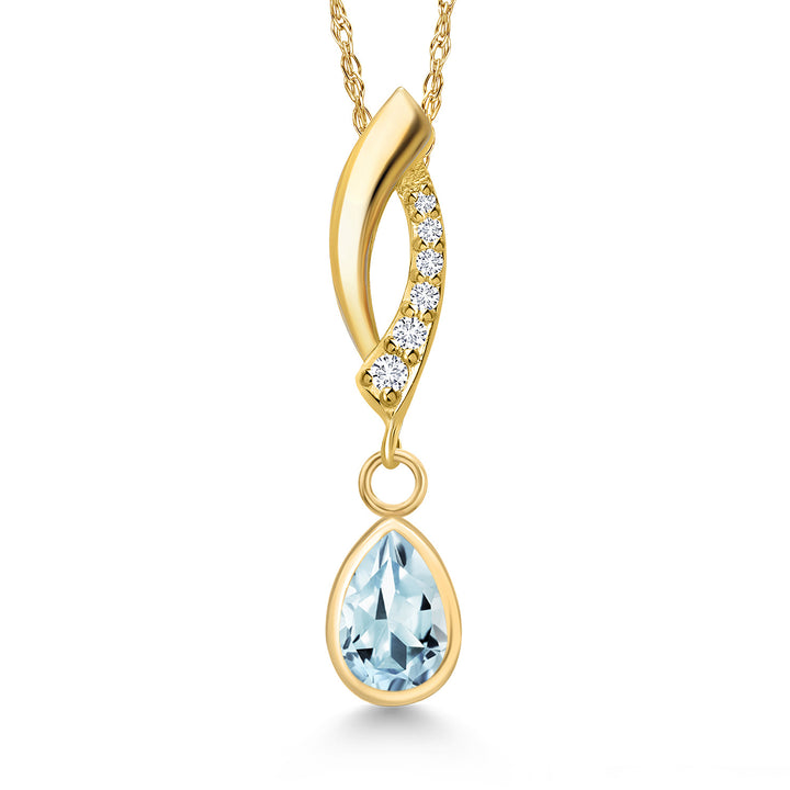 Aquamarine - March_Pendant in 14K Yellow Gold