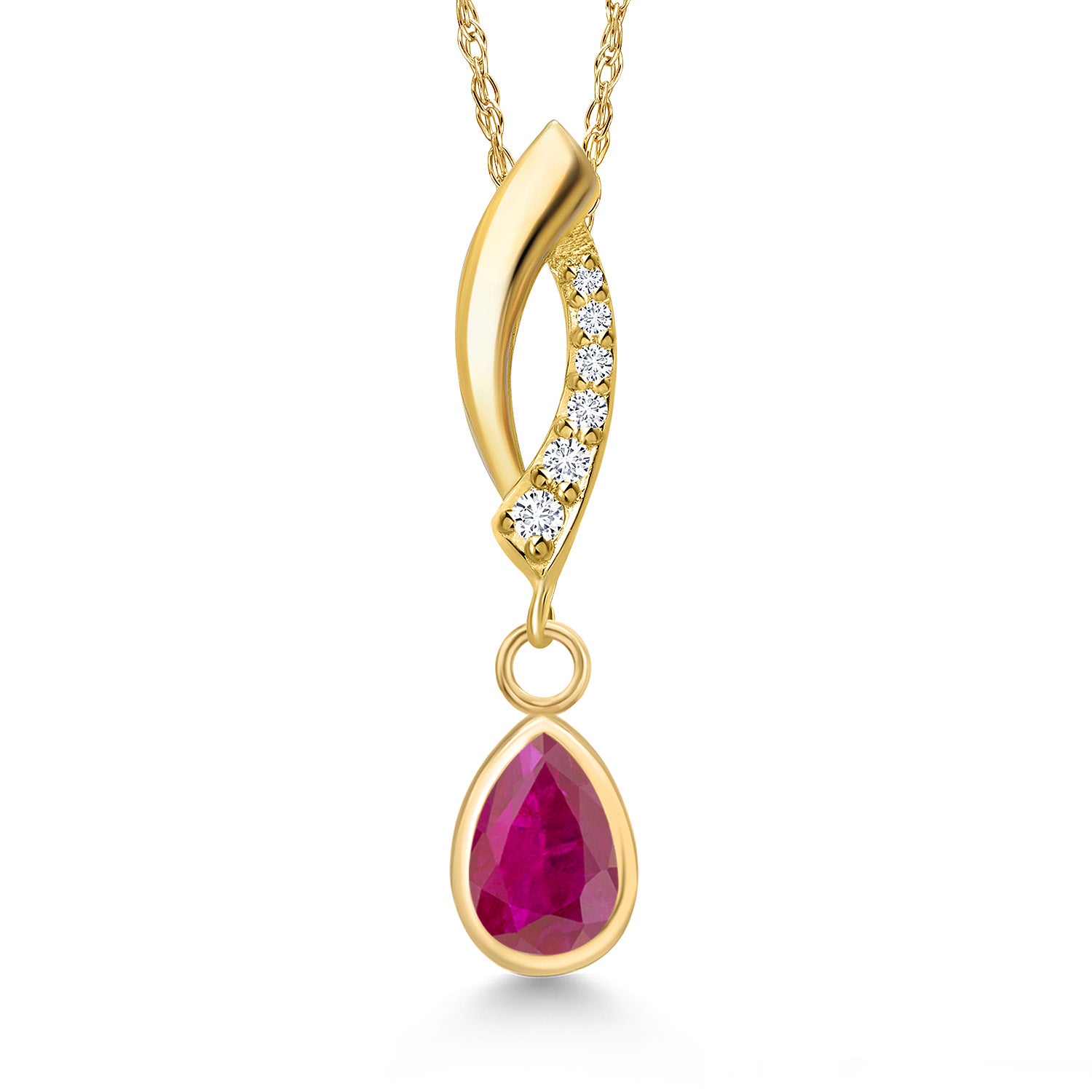 Red African Ruby_Pendant in 14K Yellow Gold